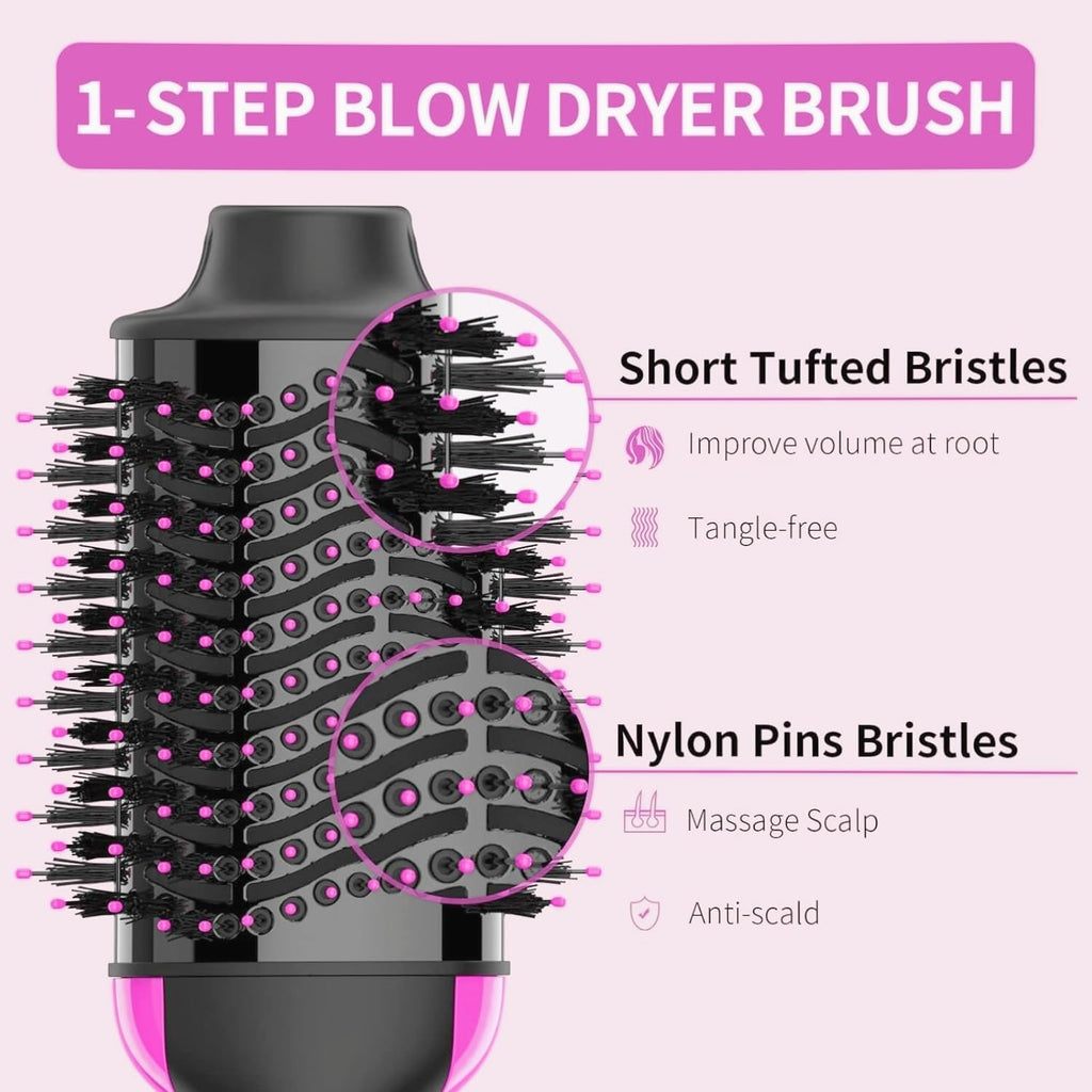 2-in-1 Hair Dryer and Volumizer with Negative Ion Technology – Ceramic Titanium Barrel, 75mm Oval, 360° Rotation