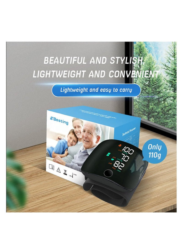 Smart Touch Screen Wrist Blood Pressure Monitor – Rechargeable Digital BP Cuff with Heart Rate Pulse Tracking, Color LCD Display & Voice Broadcast – alternate view