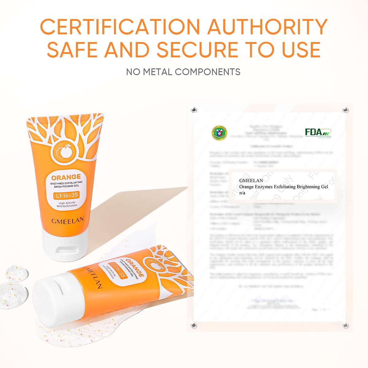 Orange Whitening Exfoliating Brightening Gel – Mild Citrus Facial Exfoliator for Smooth & Radiant Skin