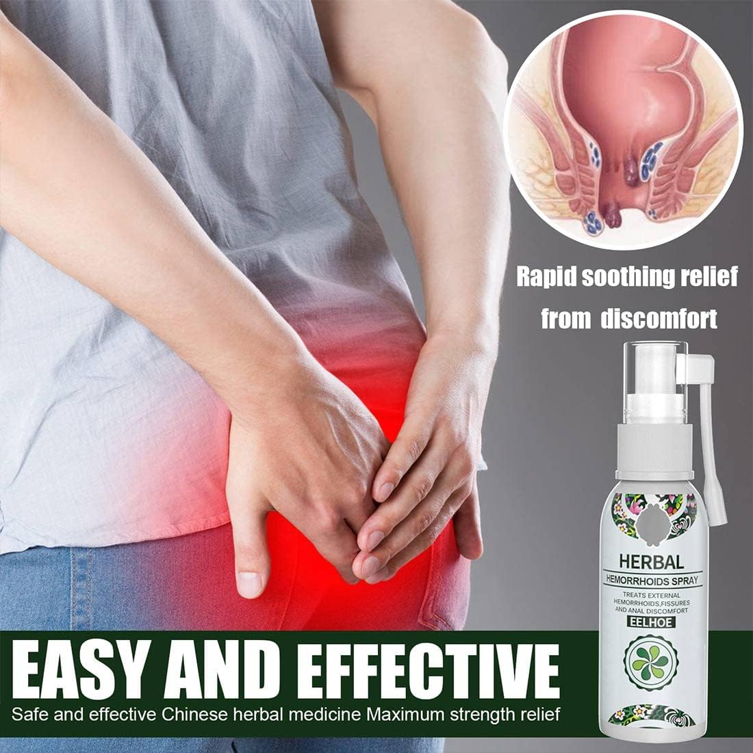 Hemorrhoid Relief Spray – Natural Herbal Soothing Treatment for Swelling, Itching & Discomfort Support
