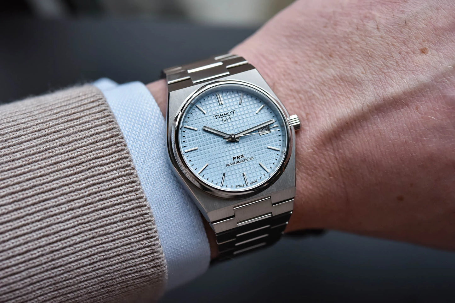 Tissot PRX Powermatic 80 Silver Stainless Steel Ice Blue Dial Automatic Watch