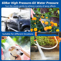 Portable High-Pressure Water Cleaning Gun - Cordless Car Washer & Garden Cleaner
