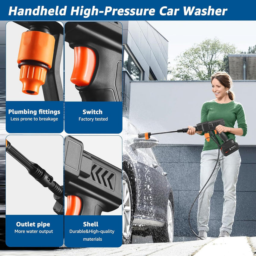 Portable High-Pressure Water Cleaning Gun - Cordless Car Washer & Garden Cleaner