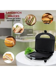 Sandwich Maker - Non-Stick Plates with Safety Lock - Makes 2 Sandwiches