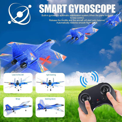 SU-27 RC Airplane | 2.4GHz 2-Channel Remote Control Plane with Gyro & Night Lights