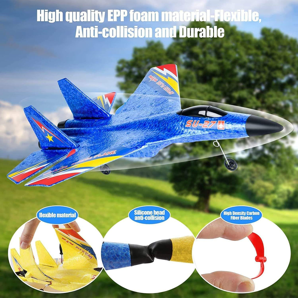 SU-27 RC Airplane | 2.4GHz 2-Channel Remote Control Plane with Gyro & Night Lights