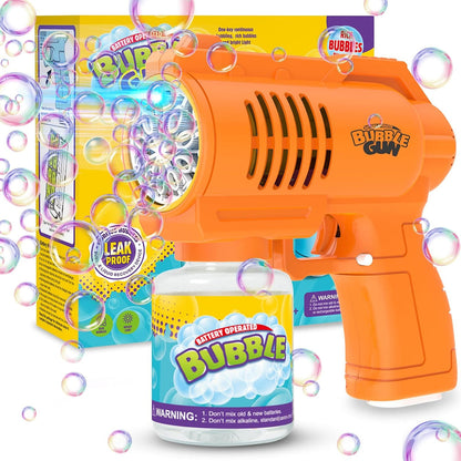 Bubble Machine Bubble Gun - Silent Automatic 10-Hole Bubble Maker with LED Lights