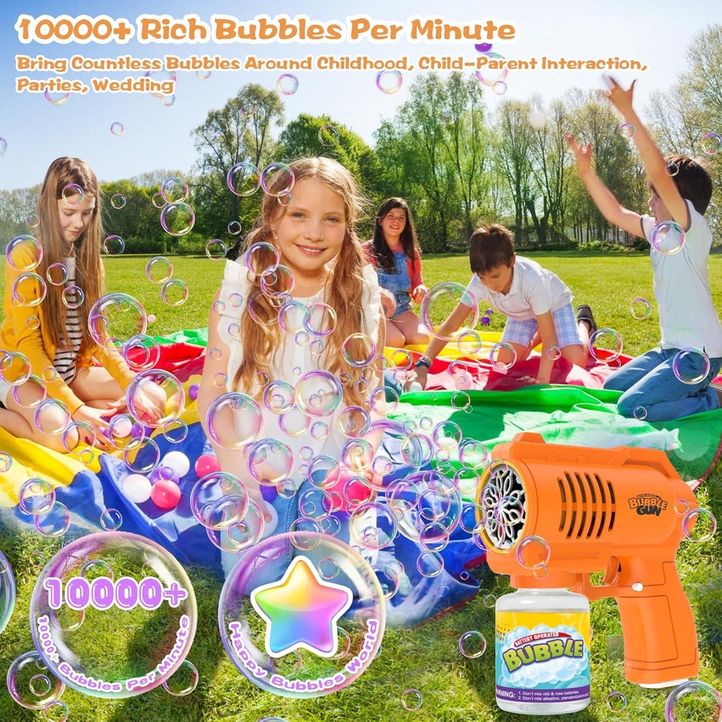 Bubble Machine Bubble Gun - Silent Automatic 10-Hole Bubble Maker with LED Lights