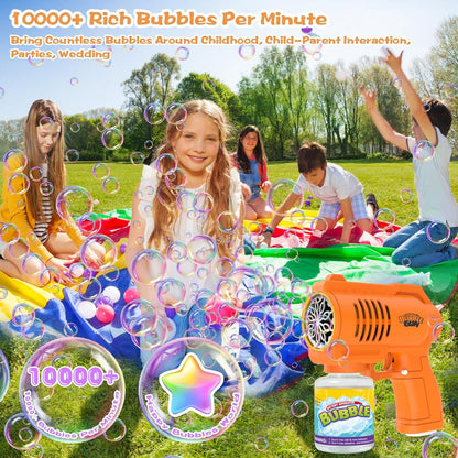 Bubble Machine Bubble Gun - Silent Automatic 10-Hole Bubble Maker with LED Lights