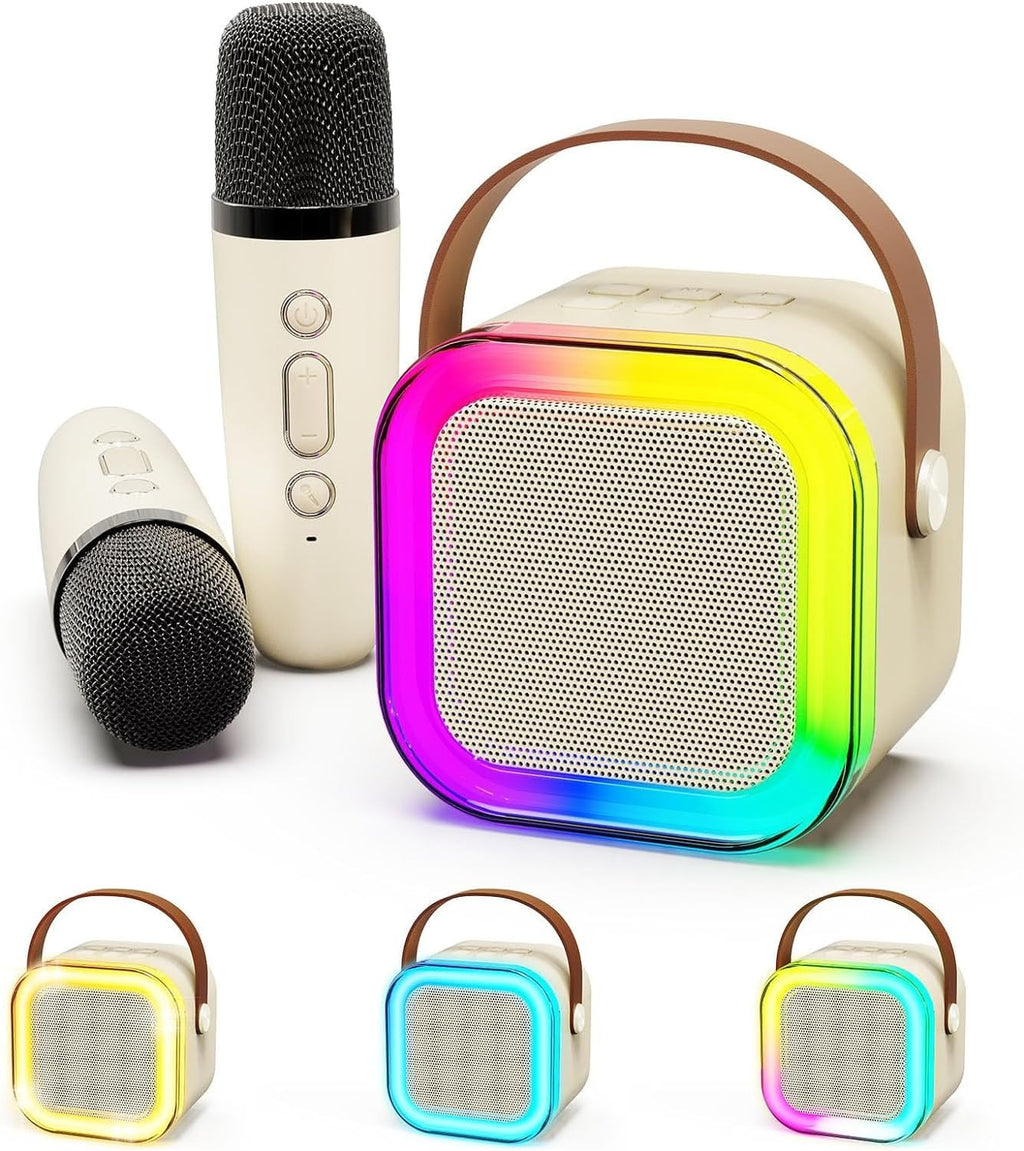 Portable Bluetooth Speaker with 2 Wireless Microphones - Fun Outdoor Speaker for Adults & Kids