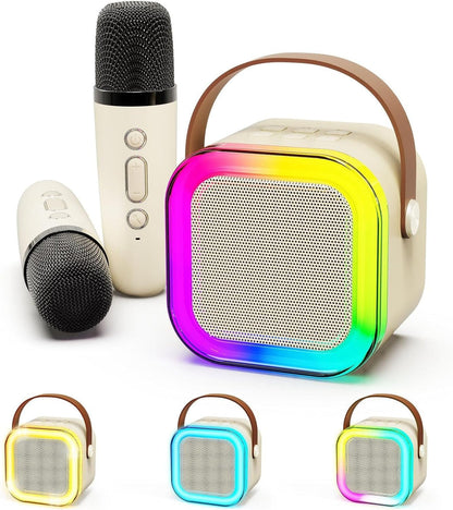 Portable Bluetooth Speaker with 2 Wireless Microphones - Fun Outdoor Speaker for Adults & Kids