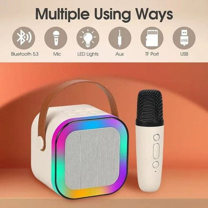 Portable Bluetooth Speaker with 2 Wireless Microphones - Fun Outdoor Speaker for Adults & Kids