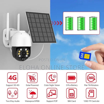 4G LTE Cellular Security Camera - 2K Solar Outdoor Wireless Cam with SIM Cards & 360° View