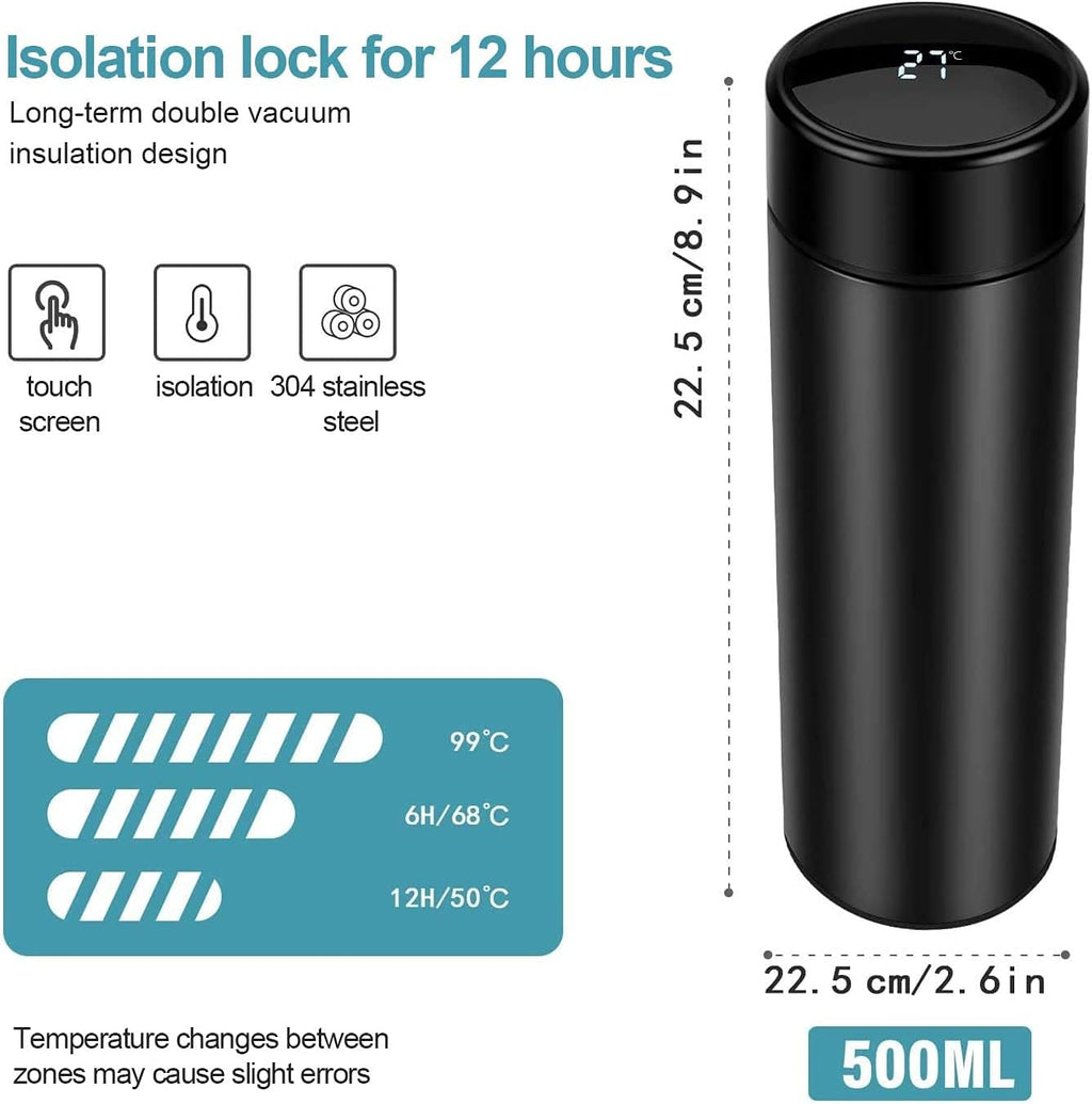 500ml Smart Thermos Cup - LED Temperature Display Stainless Steel Vacuum Flask