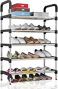 5-Tier Metal Freestanding Shoe Rack – Portable & Easy-to-Install Shoe Organizer