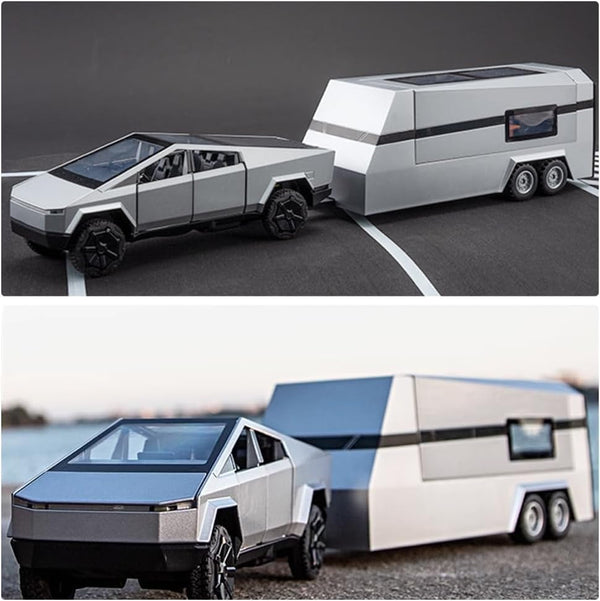 1:32 Cyber Pickup Trailer RV Model Kit - Diecast Metal Off-Road Toy Truck for Boys – alternate view