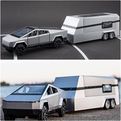 1:32 Cyber Pickup Trailer RV Model Kit - Diecast Metal Off-Road Toy Truck for Boys