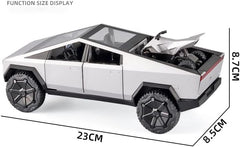 1:24 Tesla Cybertruck Pickup Toy - Diecast Model with Motorcycle, Sound & Light