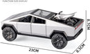 1:24 Tesla Cybertruck Pickup Toy - Diecast Model with Motorcycle, Sound & Light