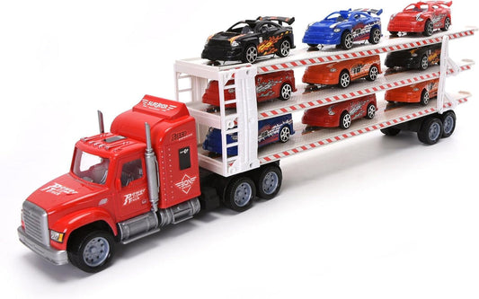 Truck with 9pcs Racing Cars - Toy Set for Kids 5-6 Years