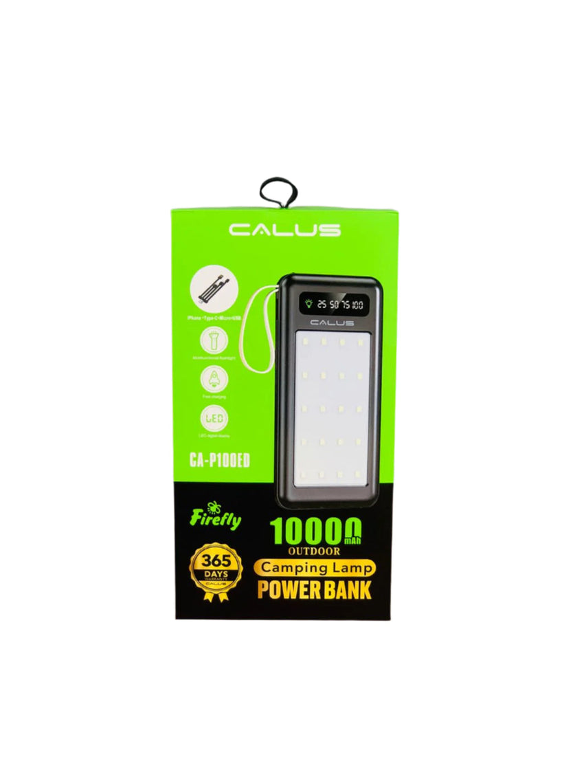 Calus Portable Charger with Fast Charging 10000mAh Power Bank – LED Display, Built-in 4 Charging Cables for Outdoor Camping