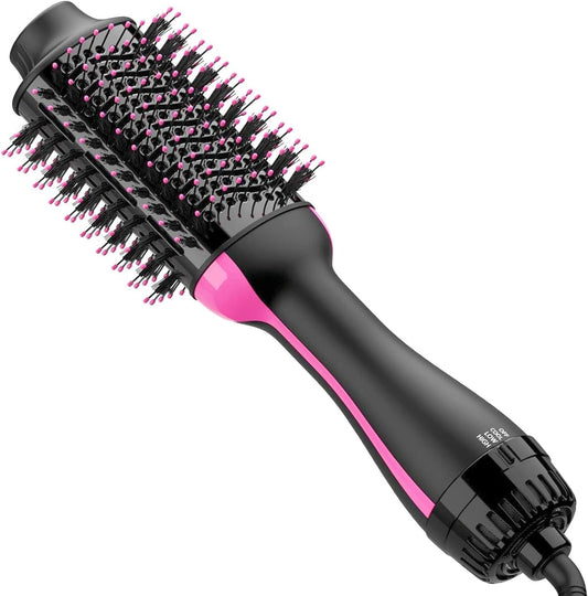 2-in-1 Hair Dryer and Volumizer with Negative Ion Technology – Ceramic Titanium Barrel, 75mm Oval, 360° Rotation