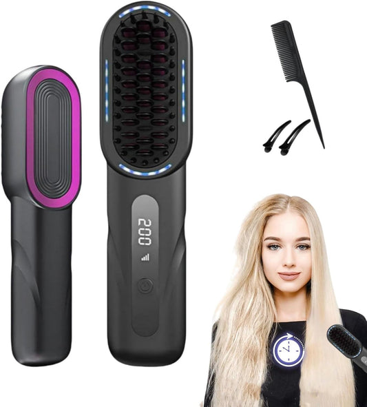 Straight Hair Comb Straightener - Fast Heating & USB Charging with 4 Temperature Settings