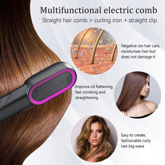 Straight Hair Comb Straightener - Fast Heating & USB Charging with 4 Temperature Settings