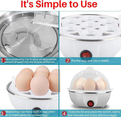 Egg Poucher 350W Electric Egg Cooker - Steamer & Beater for 7 Eggs