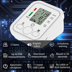 Automatic Blood Pressure Monitor with Arrhythmia Detection – Clinically Validated, WHO Risk Indicator, 30 Memory Recall – UAE