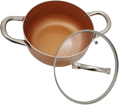 Nonstick Copper Ceramic Dutch Oven - 6.5 QT Stew & Soup Pot with Stainless Steel Handles