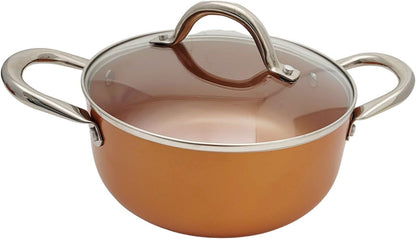 Nonstick Copper Ceramic Dutch Oven - 6.5 QT Stew & Soup Pot with Stainless Steel Handles