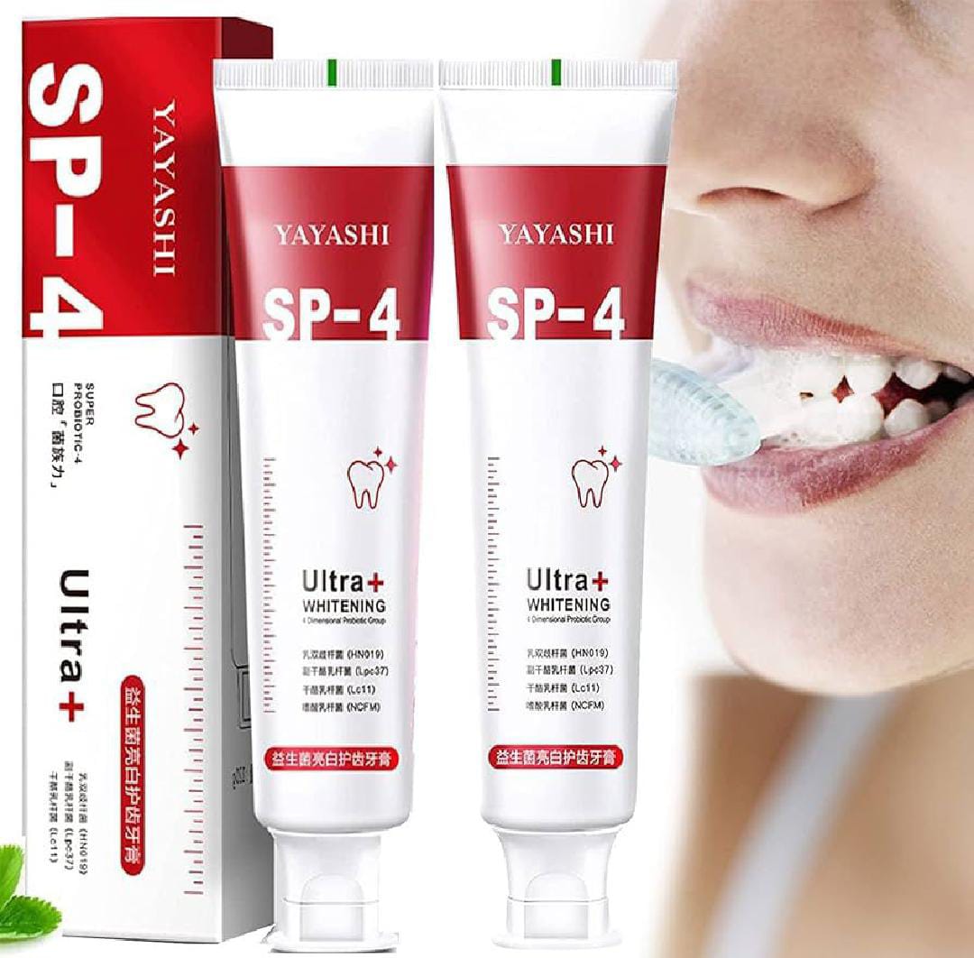 Yayashi SP-4 Ultra+ Whitening Toothpaste – Super Probiotic Deep Cleaning & Stain Removal Formula for Bright, Healthy Teeth
