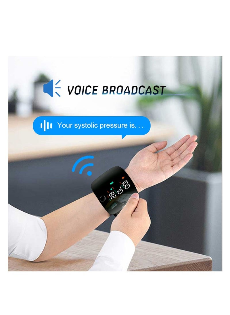 Smart Touch Screen Wrist Blood Pressure Monitor – Rechargeable Digital BP Cuff with Heart Rate Pulse Tracking, Color LCD Display & Voice Broadcast