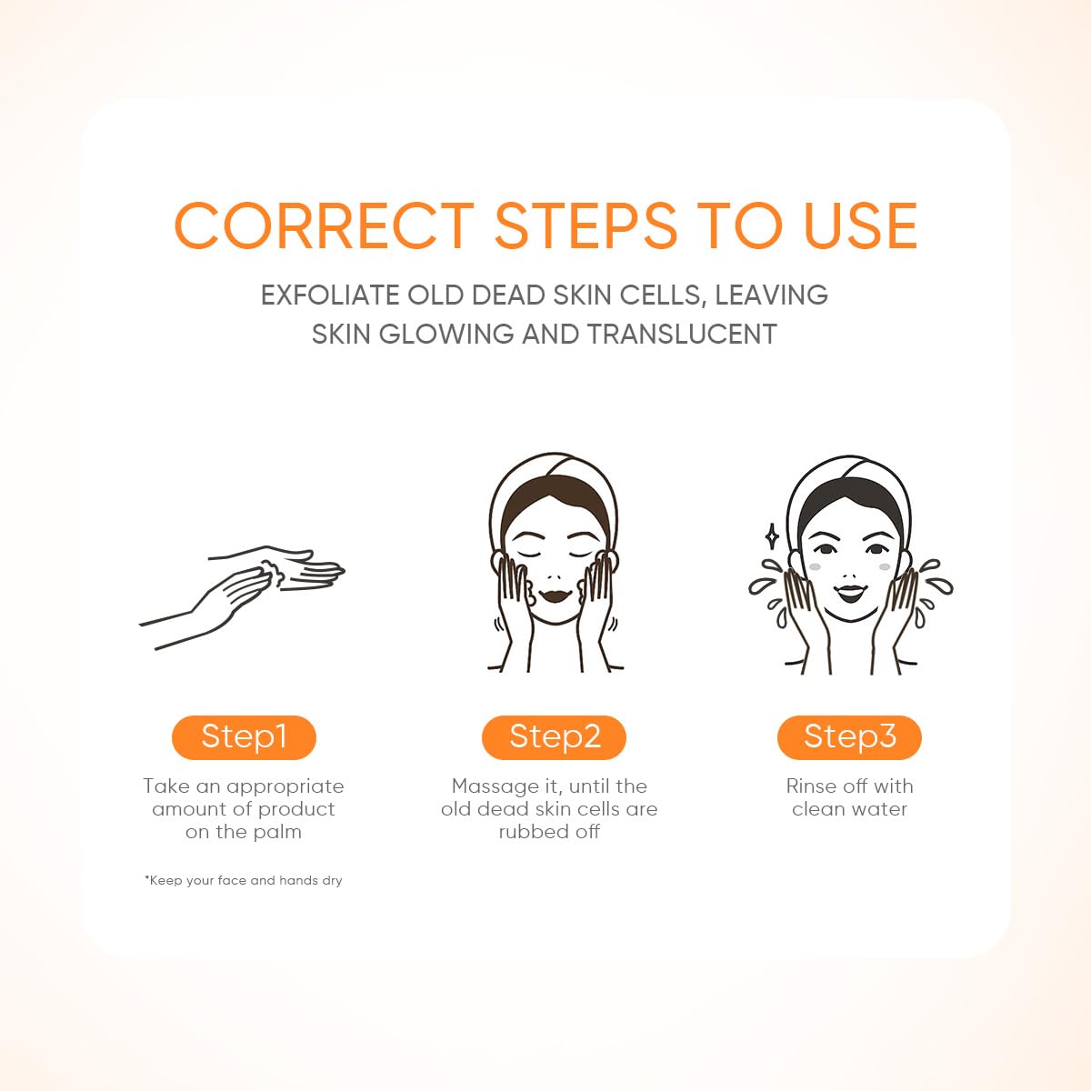 Orange Whitening Exfoliating Brightening Gel – Mild Citrus Facial Exfoliator for Smooth & Radiant Skin