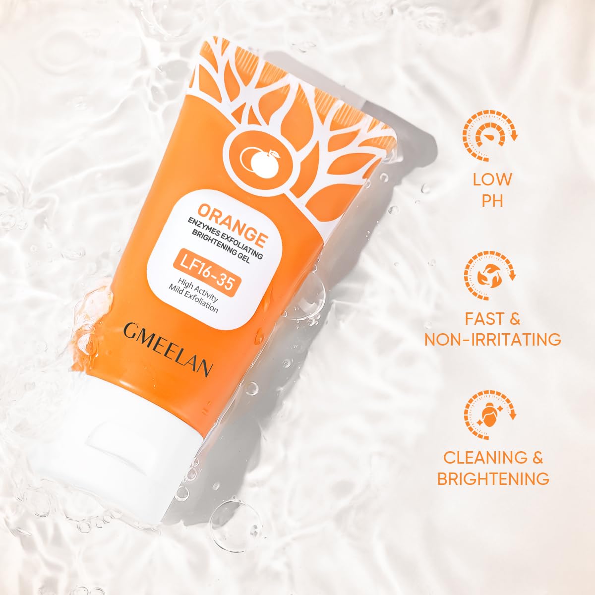 Orange Whitening Exfoliating Brightening Gel – Mild Citrus Facial Exfoliator for Smooth & Radiant Skin
