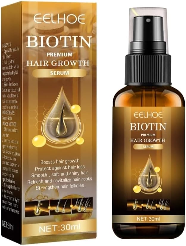 Biotin Hair Growth Serum by EELHOE - Anti-Hair Loss Treatment, Hair Thickening Serum, Strengthening & Revitalizing - 30ml