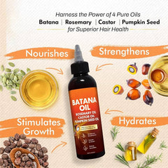 Batana Oil with Rosemary, Castor & Pumpkin Seed Oils – 100% Pure Honduran Blend for Hair Growth, Strength & Shine (120ml)