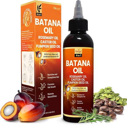 Batana Oil with Rosemary, Castor & Pumpkin Seed Oils – 100% Pure Honduran Blend for Hair Growth, Strength & Shine (120ml)