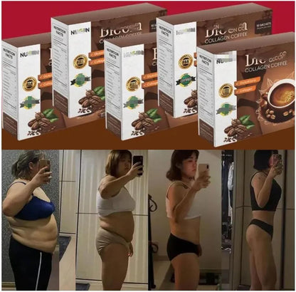 Collagen Coffee Powder Sachets – Beauty-Enhancing Slimming Coffee with Herbal Extracts for Weight Loss & Glowing Skin