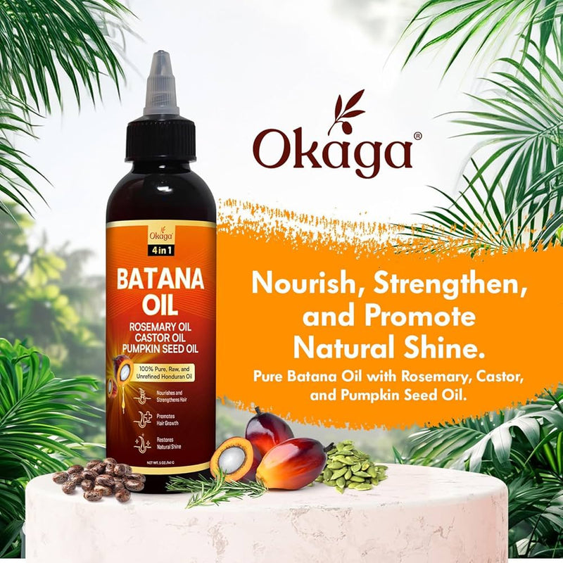 Batana Oil with Rosemary, Castor & Pumpkin Seed Oils – 100% Pure Honduran Blend for Hair Growth, Strength & Shine (120ml)