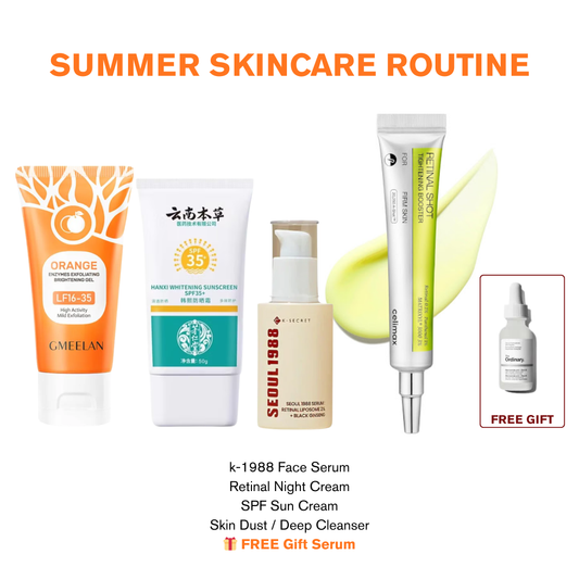 Summer Skincare Bundle Deal | Serum, Retinal Cream, Sunscreen & Cleanser + Free Gift