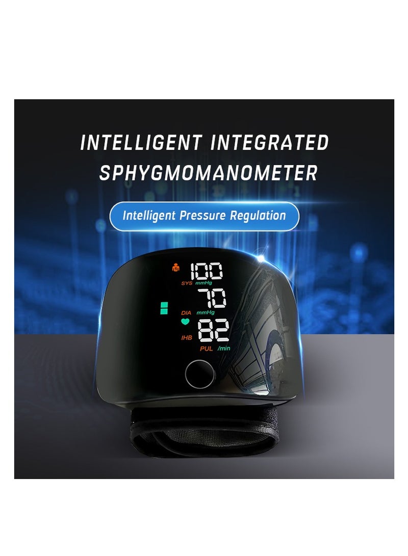 Smart Touch Screen Wrist Blood Pressure Monitor – Rechargeable Digital BP Cuff with Heart Rate Pulse Tracking, Color LCD Display & Voice Broadcast